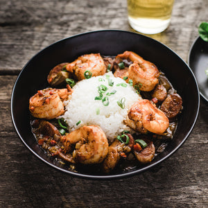 June 4, Shrimp Gumbo, or Pork Tenderloin with Mushroom Risotto