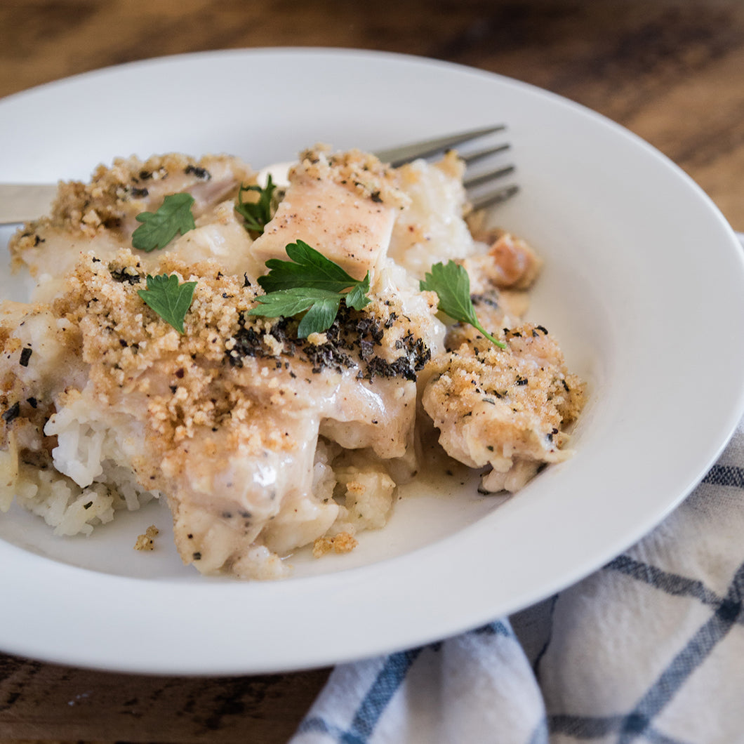 May 21, Cream Chicken with Rice, or Miso Halibut with Soba Noodles